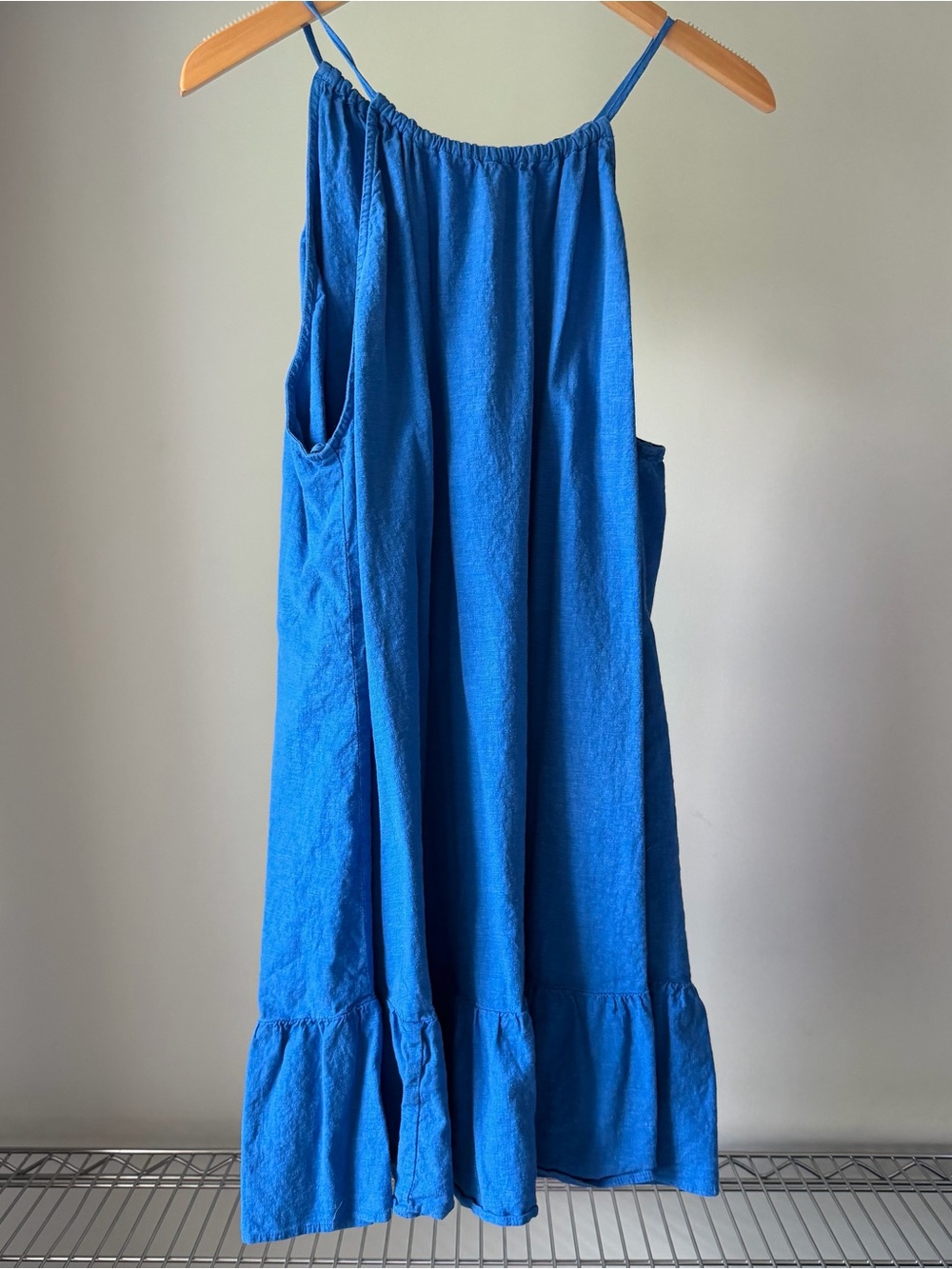 Zara Bright Blue Linen Halter Mini Dress